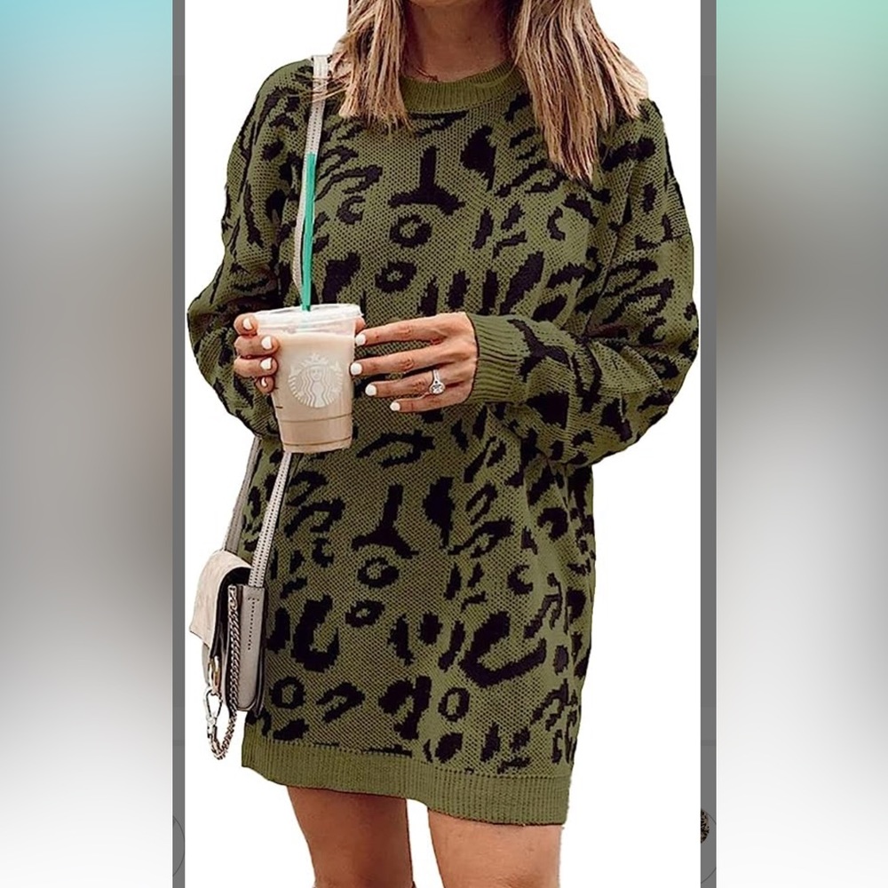 Pretty Garden Leopard Print oversized Sweater/dress Brand New with Tags